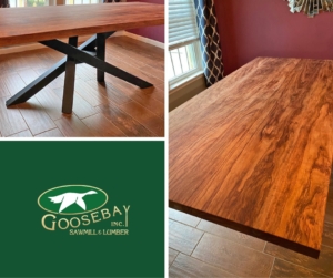 Photo collage of Bubinga wood table